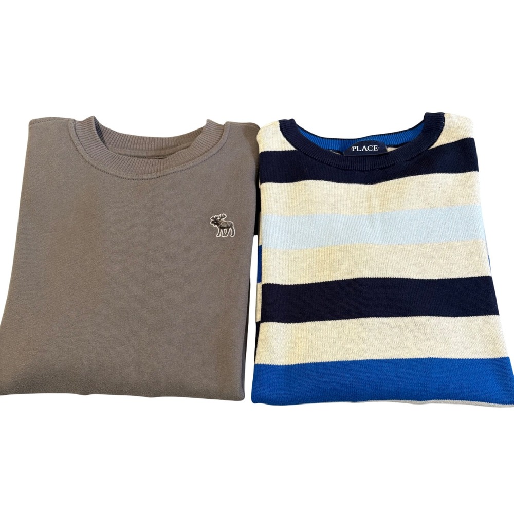 Lot 2 Abercrombie Kids Sweatshirt Place Sweater Boys 11/12 Brown Moose Logo